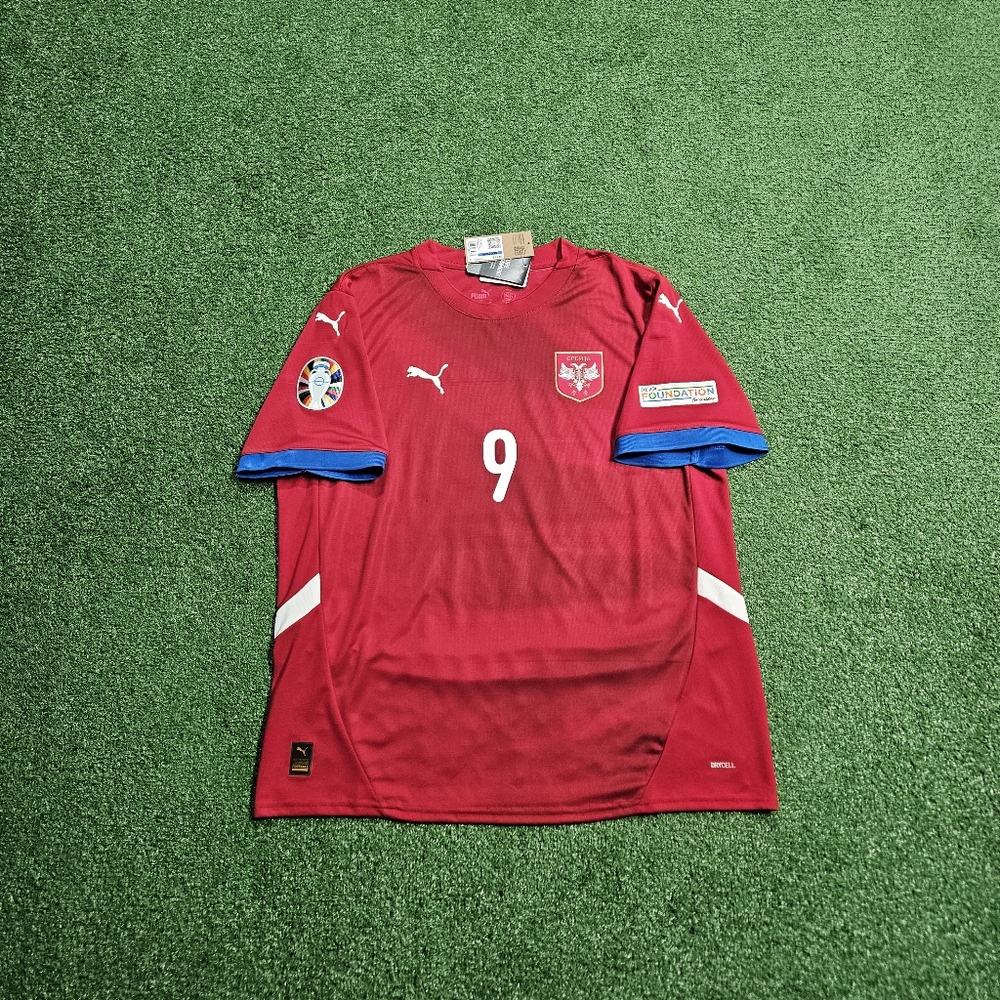 Puma Serbia Aleksandar Mitrovic #9 2024/2025 Home Jersey EURO 2024 PATCHES XL - Picture 4 of 16